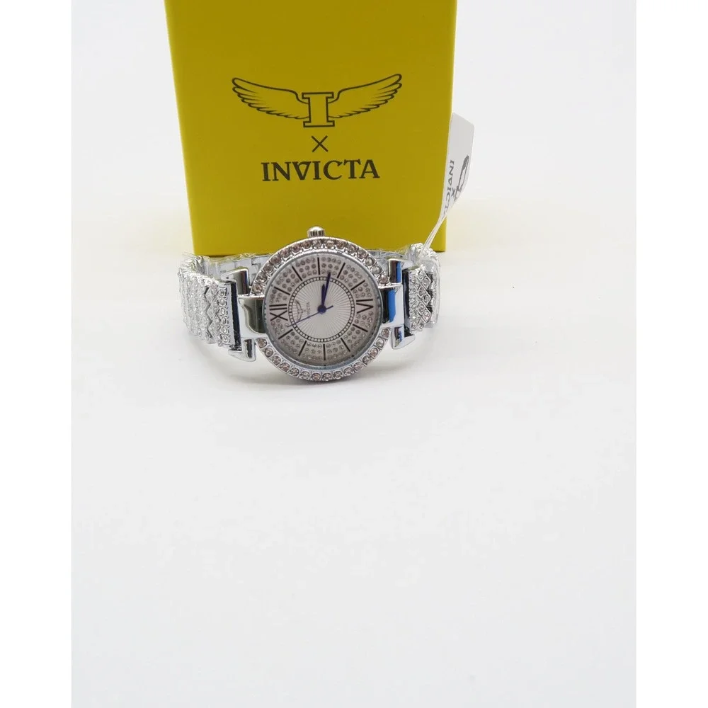 Invicta Wildflower Womens 34mm Silver Tone Crystal Accented Dress Watch NIB
